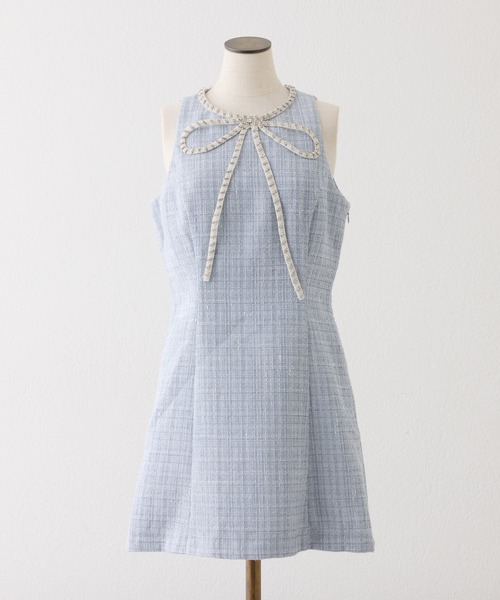 セール】【Twinkle collection】ビジューリボンミニワンピース