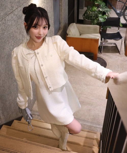 セール】【Twinkle collection】ビジューリボンミニワンピース