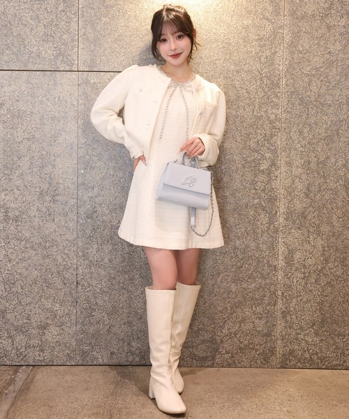 セール】【Twinkle collection】ビジューリボンミニワンピース