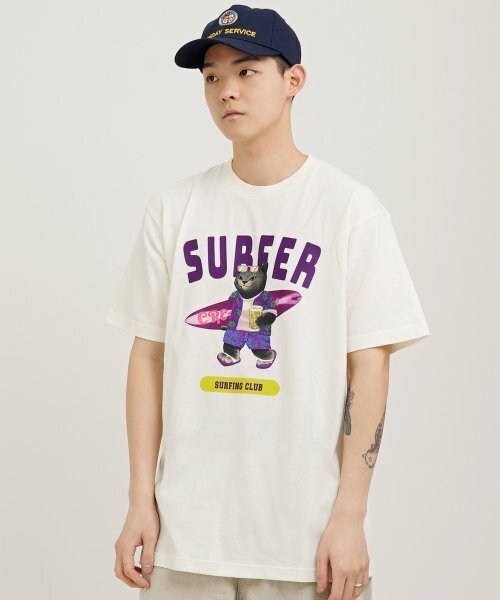 CREAM SODA LAB(クリームソーダラボ)の「グレーサーファー半袖Tシャツアイボリー紫(Tシャツ/カットソー・メンズ・その他・LARGE/MEDIUM/X-LARGE/XX-LARGE)」の3枚目の写真