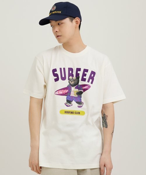 CREAM SODA LAB(クリームソーダラボ)の「グレーサーファー半袖Tシャツアイボリー紫(Tシャツ/カットソー・メンズ・その他・LARGE/MEDIUM/X-LARGE/XX-LARGE)」の4枚目の写真