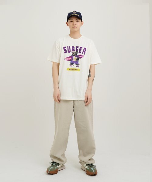 CREAM SODA LAB(クリームソーダラボ)の「グレーサーファー半袖Tシャツアイボリー紫(Tシャツ/カットソー・メンズ・その他・LARGE/MEDIUM/X-LARGE/XX-LARGE)」の5枚目の写真