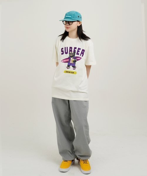CREAM SODA LAB(クリームソーダラボ)の「グレーサーファー半袖Tシャツアイボリー紫(Tシャツ/カットソー・メンズ・その他・LARGE/MEDIUM/X-LARGE/XX-LARGE)」の6枚目の写真