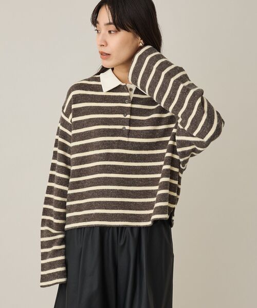 CRAFT STANDARD BOUTIQUE（クラフトスタンダードブティック）の「ボーダーラガープルオーバー（Tシャツ/カットソー・レディース・ダークグレー/ダークパープル・FREE）」の2枚目の写真