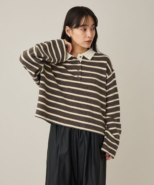 CRAFT STANDARD BOUTIQUE（クラフトスタンダードブティック）の「ボーダーラガープルオーバー（Tシャツ/カットソー・レディース・ダークグレー/ダークパープル・FREE）」の4枚目の写真