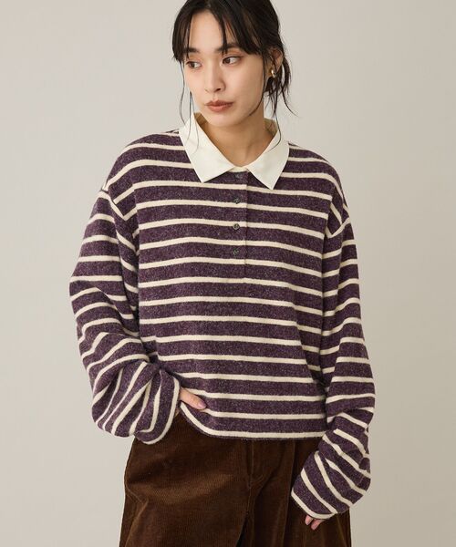 CRAFT STANDARD BOUTIQUE（クラフトスタンダードブティック）の「ボーダーラガープルオーバー（Tシャツ/カットソー・レディース・ダークグレー/ダークパープル・FREE）」の13枚目の写真