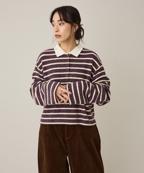 CRAFT STANDARD BOUTIQUE（クラフトスタンダードブティック）の「ボーダーラガープルオーバー（Tシャツ/カットソー・レディース・ダークグレー/ダークパープル・FREE）」の14枚目の写真