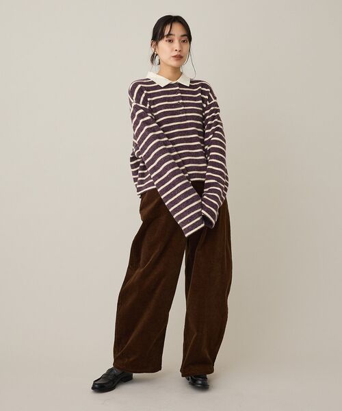 CRAFT STANDARD BOUTIQUE（クラフトスタンダードブティック）の「ボーダーラガープルオーバー（Tシャツ/カットソー・レディース・ダークグレー/ダークパープル・FREE）」の18枚目の写真