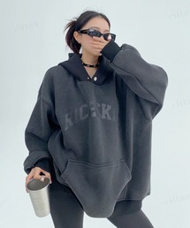 Dalfwin（ダールフィン）の「韓国ファッション RICECAKEフェイクレザーラベル付きバイカラーフーディー（パーカー）」