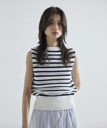 REFLECTIVE STRIPE KNIT VEST [WHITE]
