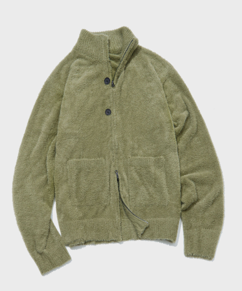 ボタンヘアリーニットジップアップカーディガン[KHAKI]_SEKT026KHAKI