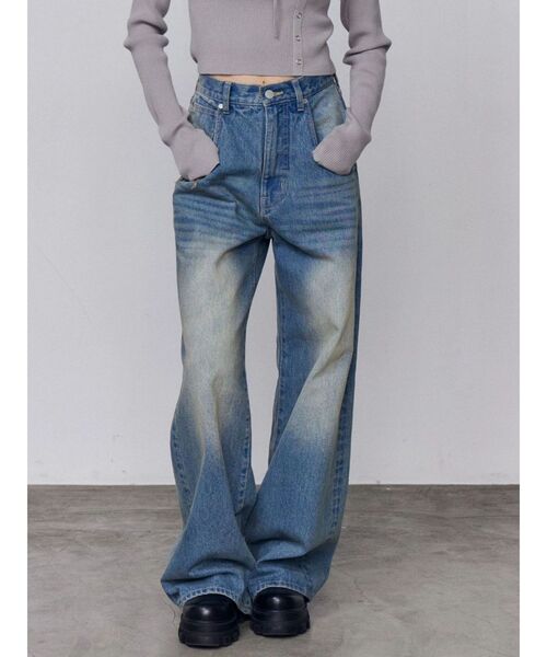 EMODA（エモダ）の「バックグラフィティルーズジーンズ（デニムパンツ・レディース・ライトブルー/インディゴブルー・MEDIUM/SMALL/X-SMALL）」の12枚目の写真