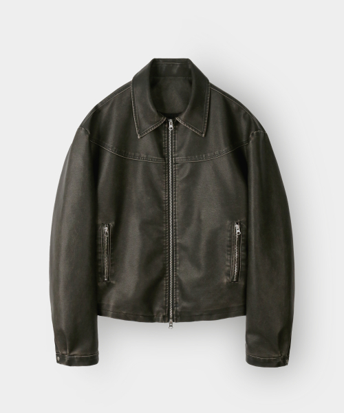 INDUST(インダスト)の「VTG ウォッシュドレザー ジャケット_ダークブラウン(ライダースジャケット・メンズ・ダークブラウン・2(M)/3(L))」の3枚目の写真