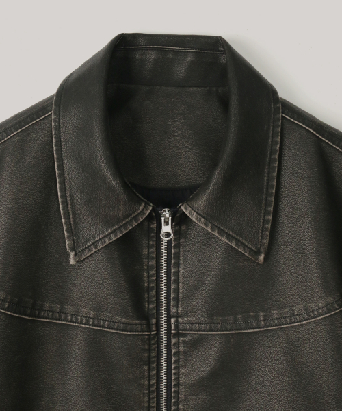 INDUST(インダスト)の「VTG ウォッシュドレザー ジャケット_ダークブラウン(ライダースジャケット・メンズ・ダークブラウン・2(M)/3(L))」の4枚目の写真