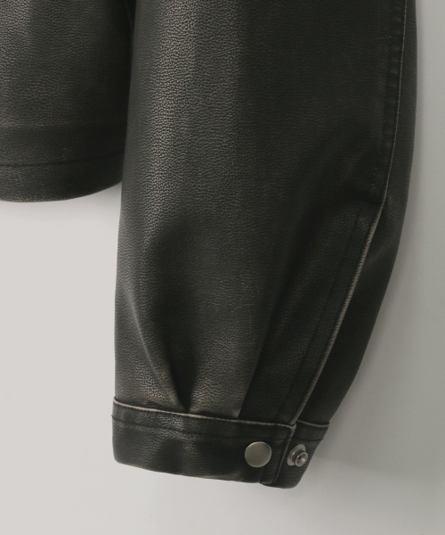 INDUST(インダスト)の「VTG ウォッシュドレザー ジャケット_ダークブラウン(ライダースジャケット・メンズ・ダークブラウン・2(M)/3(L))」の7枚目の写真