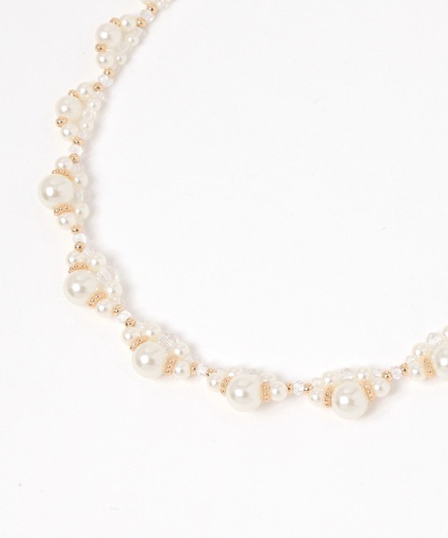 GLOBAL WORK（グローバルワーク）の「編みパールネックレス/619094（ネックレス・レディース・ホワイト系その他2/その他3/その他2/その他1/ホワイト系その他/ホワイト・FREE）」の2枚目の写真