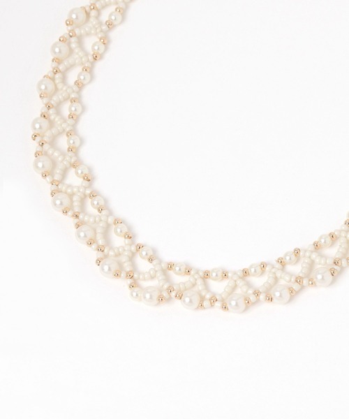 GLOBAL WORK（グローバルワーク）の「編みパールネックレス/619094（ネックレス・レディース・ホワイト系その他2/その他3/その他2/その他1/ホワイト系その他/ホワイト・FREE）」の4枚目の写真
