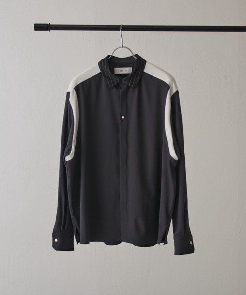 CULLNI（クルニ）の「【CULLNI exclusive for Lui's】配色切替デザインシャツ（シャツ/ブラウス・メンズ・キナリ/ブラック/チャコールグレー・1/2）」の3枚目の写真