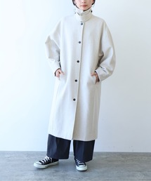 yuni | △ウールsuper100 bal collar cocoonコート(ステンカラーコート)