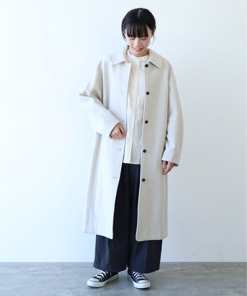 yuni ユニ Super100 ウールコート yuni（ユニ ）の「△ウールsuper100 bal collar cocoonコート（ステン