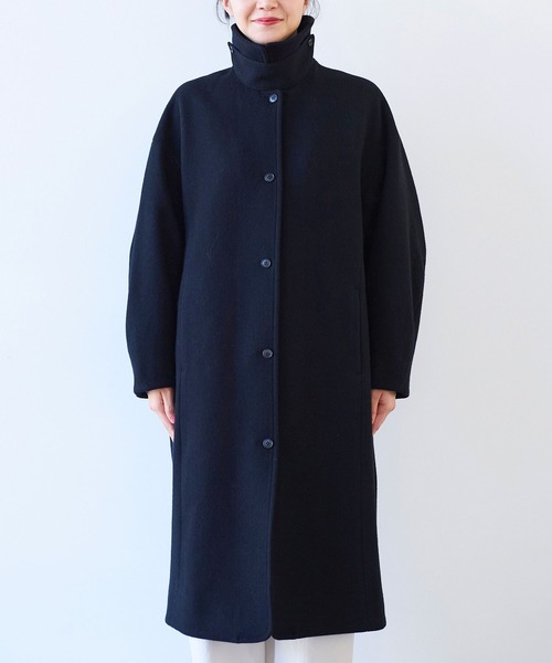 yuni（ユニ ）の「△ウールsuper100 bal collar cocoonコート（ステン