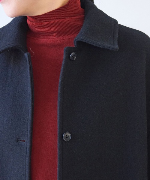 △ウールsuper100 bal collar cocoonコート（ステンカラーコート