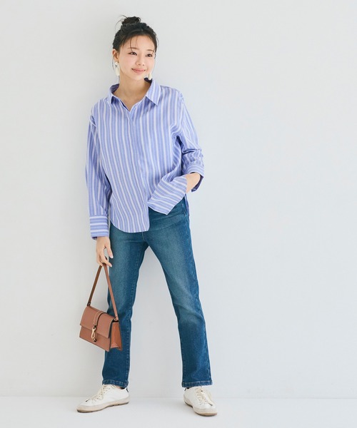 coca(coca)(コカ)の「ストライプ金釦オーバーサイズシャツ(シャツ/ブラウス・レディース・ブルー/ピンク・M/S/L)」の11枚目の写真