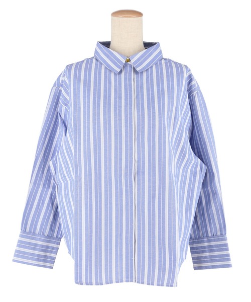 coca(coca)(コカ)の「ストライプ金釦オーバーサイズシャツ(シャツ/ブラウス・レディース・ブルー/ピンク・M/S/L)」の4枚目の写真