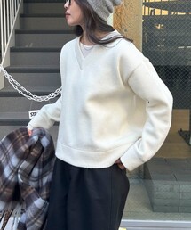 fredy emue | リブ見えニットソーVネックプルオーバー(Tシャツ/カットソー)