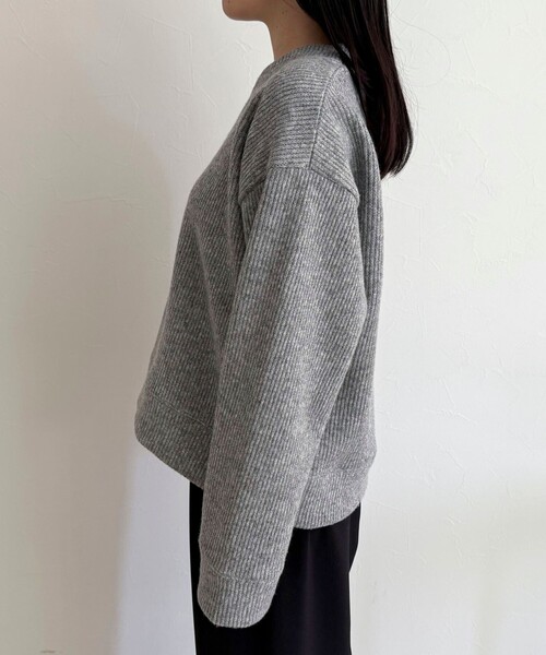 fredy emue（フレディエミュ）の「リブ見えニットソーVネックプルオーバー（Tシャツ/カットソー・レディース・ブラウン/オフホワイト/グレー・38）」の14枚目の写真