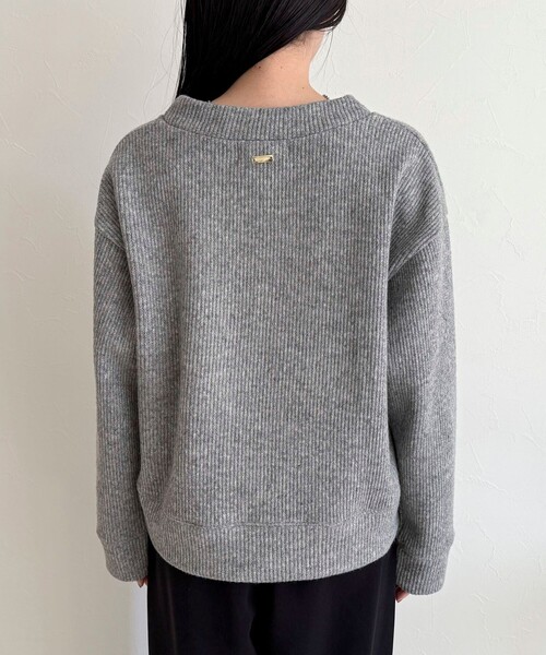 セール】リブ見えニットソーVネックプルオーバー（Tシャツ/カットソー