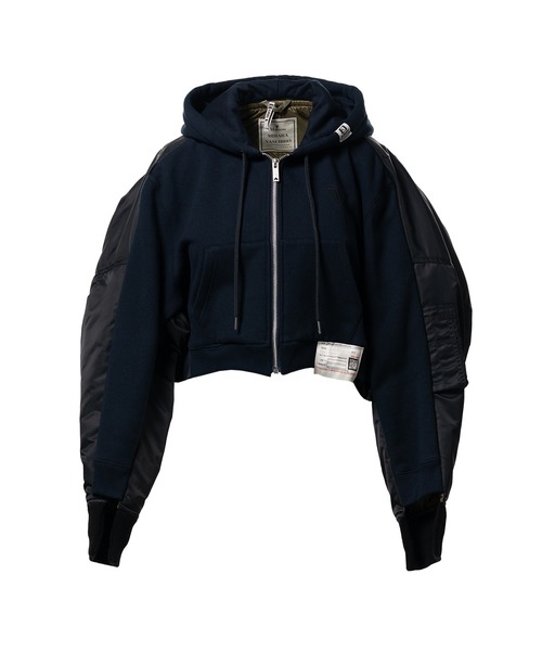 Maison MIHARA YASUHIRO(メゾンミハラヤスヒロ)の「Front Back Combined Hooded Jacket(ブルゾン・レディース・ホワイト/ネイビー・38)」の2枚目の写真