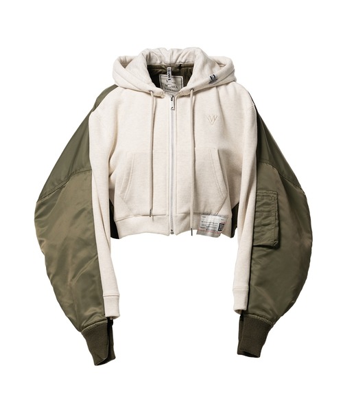 Maison MIHARA YASUHIRO(メゾンミハラヤスヒロ)の「Front Back Combined Hooded Jacket(ブルゾン・レディース・ホワイト/ネイビー・38)」の1枚目の写真