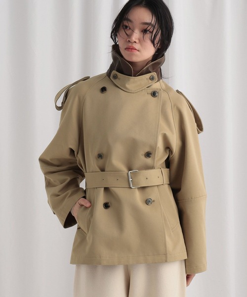 mysty woman(ミスティウーマン)の「コクーンスリーブショートトレンチコート 643238(トレンチコート・レディース・ベージュ/ネイビー/カーキ・FREE)」の18枚目の写真