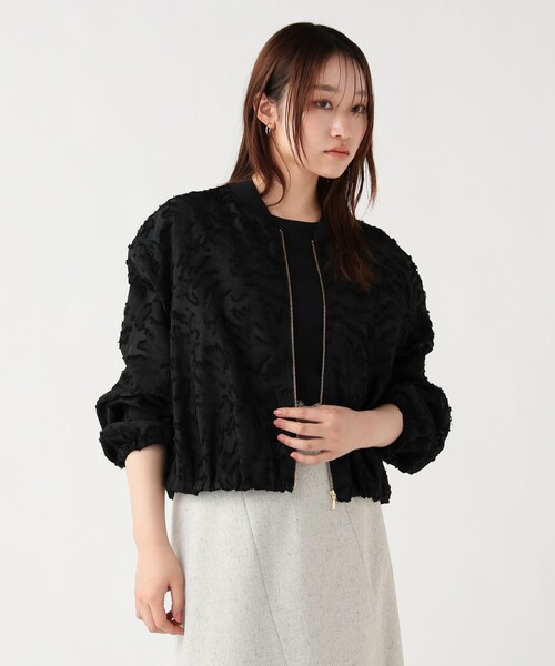 BEAMS HEART(ビームスハート)の「カットジャカード レース ブルゾン(ブルゾン・レディース・オフホワイト/ブラック・FREE)」の2枚目の写真