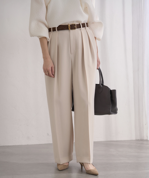 IENA（イエナ）の「&NAVY ジョーゼットサイドゴムタックパンツ（スラックス・レディース・ベージュ/ネイビー・34/36/38/40）」の9枚目の写真