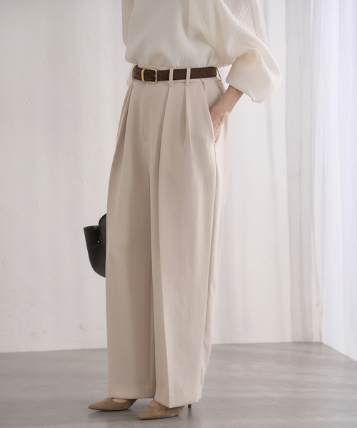 IENA（イエナ）の「&NAVY ジョーゼットサイドゴムタックパンツ（スラックス・レディース・ベージュ/ネイビー・34/36/38/40）」の10枚目の写真