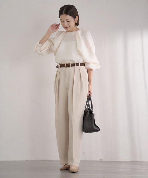 IENA（イエナ）の「&NAVY ジョーゼットサイドゴムタックパンツ（スラックス・レディース・ベージュ/ネイビー・34/36/38/40）」の14枚目の写真