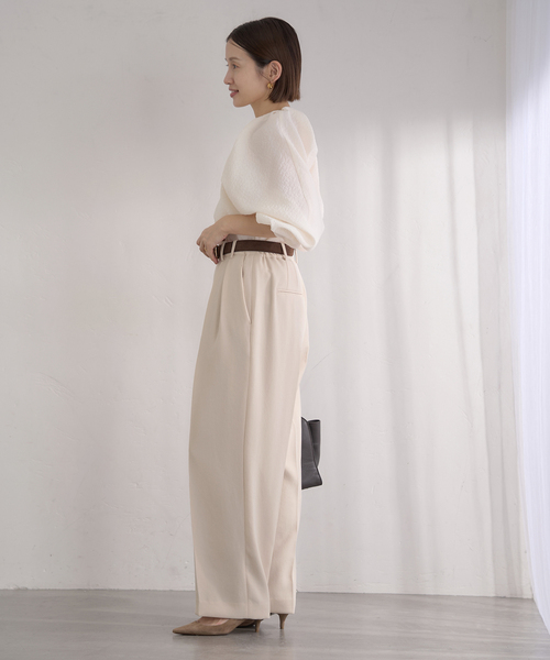 IENA（イエナ）の「&NAVY ジョーゼットサイドゴムタックパンツ（スラックス・レディース・ベージュ/ネイビー・34/36/38/40）」の15枚目の写真