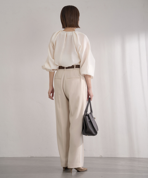 IENA（イエナ）の「&NAVY ジョーゼットサイドゴムタックパンツ（スラックス・レディース・ベージュ/ネイビー・34/36/38/40）」の16枚目の写真