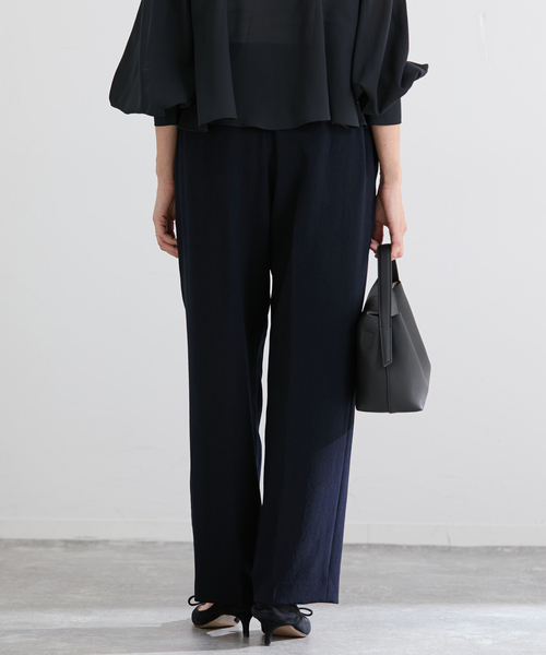 &NAVY ジョーゼットサイドゴムタックパンツ(スラックス)|IENA &NAVY ジョーゼットサイドゴムタックパンツ(スラックス)|IENA