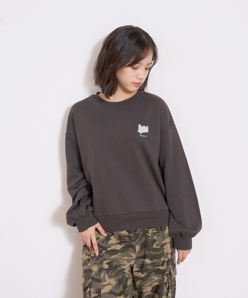 LOVETOXIC（ラブトキシック）の「【秒かわトップス】アニマル刺しゅうベーシックトレーナー（スウェット・キッズ・ホワイト系その他/アイボリー/チャコール/イエロー・S:140cm/130cm/M:150cm/L:160cm）」の3枚目の写真