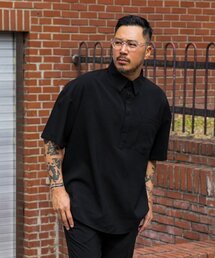 RUGGED HOUSE（ラギッドハウス）の「ライトウィンド半オープンオーバーサイズ半袖シャツブラック（シャツ/ブラウス）」