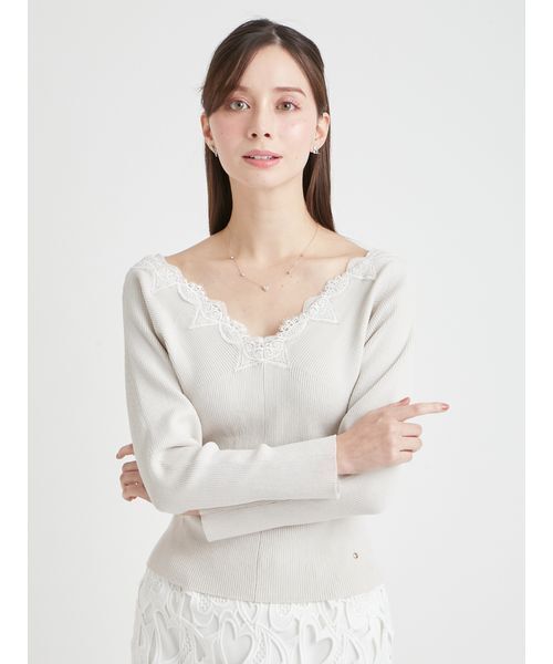 CELFORD(セルフォード)の「ハートレースニットプルオーバー(ニット/セーター・レディース・ブラック/ライトグレー/ピンク・F)」の5枚目の写真