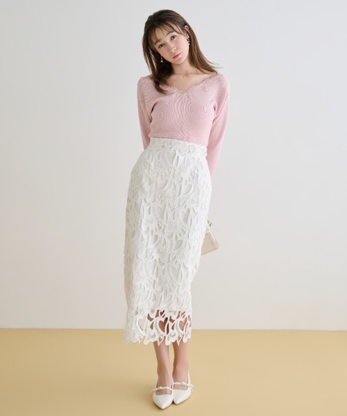 CELFORD(セルフォード)の「ハートレースニットプルオーバー(ニット/セーター・レディース・ブラック/ライトグレー/ピンク・F)」の4枚目の写真