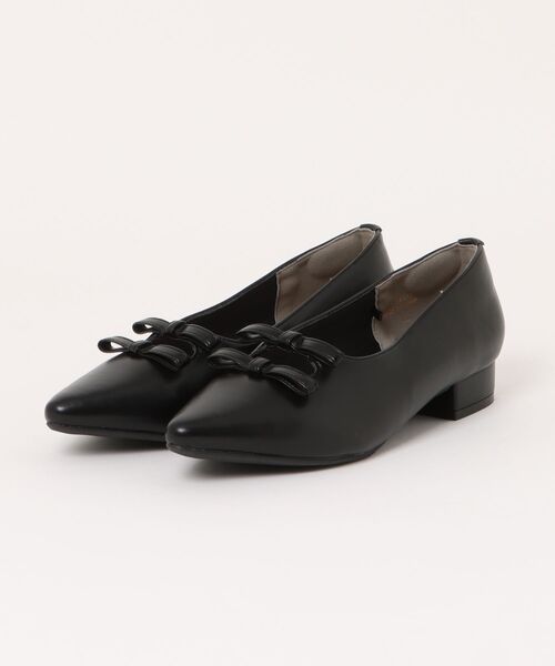 la farfa SHOES（ラ・ファーファ シューズ）の「la farfa shoes ダブルリボンパンプス（パンプス・レディース・プラチナム/ブラック・24.0cm/24.5cm/25.0cm/25.5cm/26.0cm/23.5cm/26.5cm）」の3枚目の写真