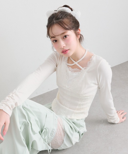 レーストリムトップス（Tシャツ/カットソー）｜OLIVE des OLIVE