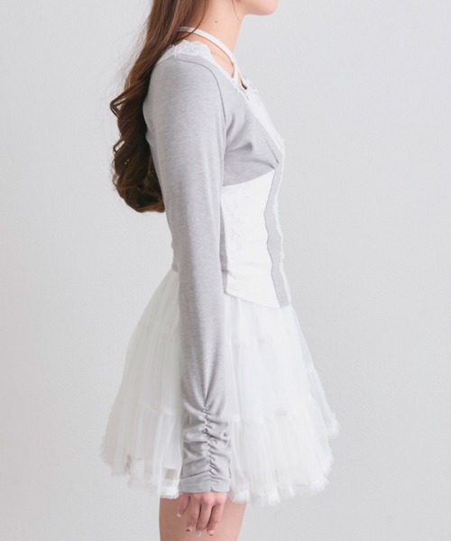 OLIVE des OLIVE(オリーブデオリーブ)の「レーストリムトップス(Tシャツ/カットソー・レディース・ピンク/トップグレー/オフホワイト・FREE)」の10枚目の写真