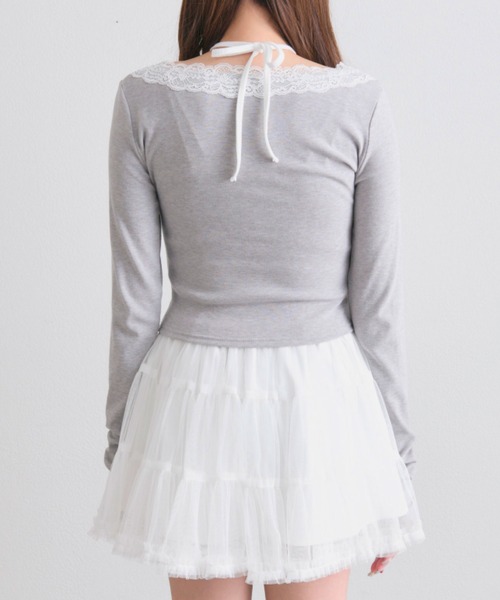 OLIVE des OLIVE(オリーブデオリーブ)の「レーストリムトップス(Tシャツ/カットソー・レディース・ピンク/トップグレー/オフホワイト・FREE)」の11枚目の写真