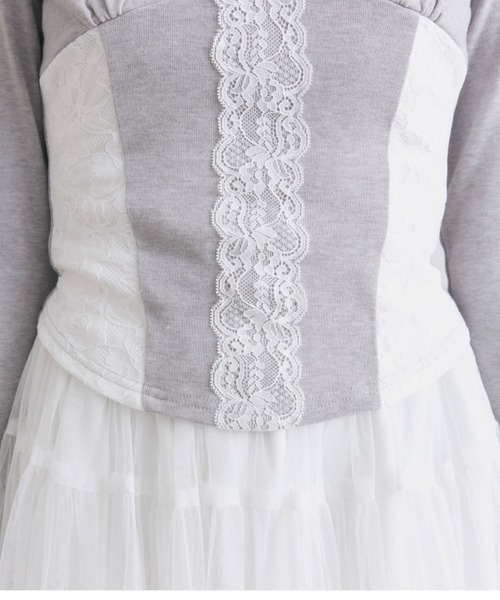 OLIVE des OLIVE(オリーブデオリーブ)の「レーストリムトップス(Tシャツ/カットソー・レディース・ピンク/トップグレー/オフホワイト・FREE)」の13枚目の写真